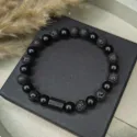 Bransoletka męska turmalin lawa wulkaniczna talizman amulet ochrona siła